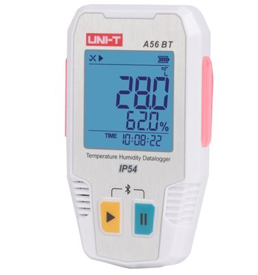 UNI-T A56 BT High Precision IP54 Temperature Humidity Datalogger with Automatic Recording and LED Alarm