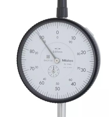 Mitutoyo 3058A-19 Series 3 Large Face Dial Indicator, 0-50mm Range, 0.01mm Graduation