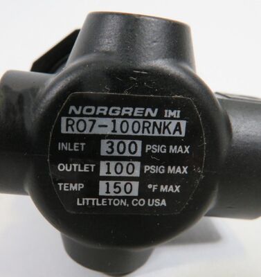 Norgren R07-100-RNKA Air Regulator with 1/8 PTF Port Size Knob Adjustment and 20 bar Maximum Inlet Pressure