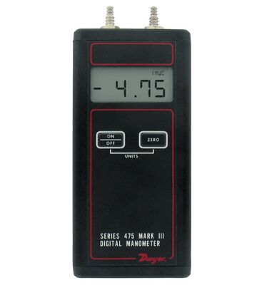 مانیومتر دیجیتال دستی Dwyer 475-000-FM با محدوده 0-1.000 اینچ w.c ± 0.5% دقت و صفحه نمایش LCD